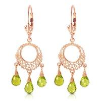 Peridot Trilogy Briolette Drop Earrings 3.75ctw in 9ct Rose Gold