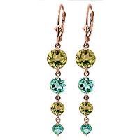 Peridot and Blue Topaz Quadruplo Drop Earrings 7.8ctw in 9ct Rose Gold