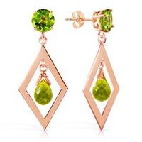 Peridot Kite Drop Earrings 2.4ctw in 9ct Rose Gold