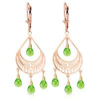 Peridot Mirage Briolette Drop Earrings 6.75ctw in 9ct Rose Gold