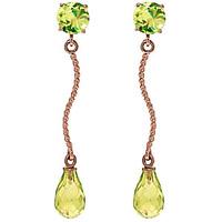 Peridot Lure Drop Earrings 4.3ctw in 9ct Rose Gold