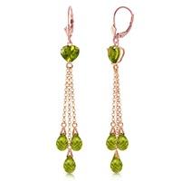 Peridot Vestige Heart Drop Earrings 9.5ctw in 9ct Rose Gold