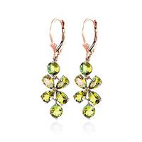 Peridot Blossom Drop Earrings 5.32ctw in 9ct Rose Gold