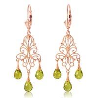 peridot mirage briolette drop earrings 375ctw in 9ct rose gold