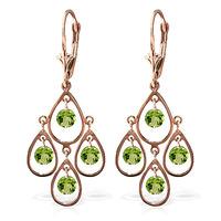 Peridot Quadruplo Milan Drop Earrings 2.4ctw in 9ct Rose Gold