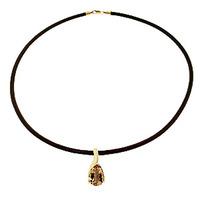 Pear Cut Citrine Leather Pendant Necklace 4.7ct in 9ct Gold