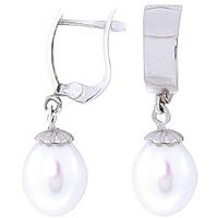 Pearl Drop Earrings 8.0ctw in 9ct White Gold