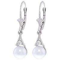 Pearl and Diamond Drop Earrings 4.0ctw in 9ct White Gold