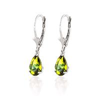 Peridot Belle Drop Earrings 3.0ctw in 9ct White Gold