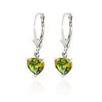 peridot heart drop earrings 325ctw in 9ct white gold