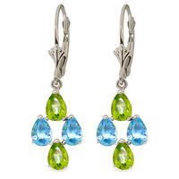 peridot and blue topaz drop earrings 45ctw in 9ct white gold