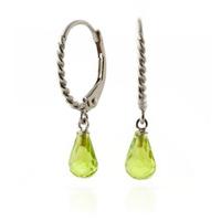 Peridot Plait Stem Briolette Drop Earrings 3.0ctw in 9ct White Gold