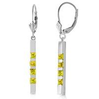 Peridot Bar Drop Earrings 0.7ctw in 9ct White Gold