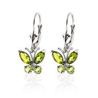 Peridot Butterfly Drop Earrings 1.24ctw in 9ct White Gold