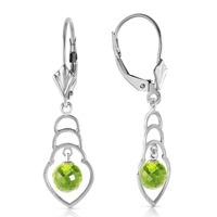 Peridot Wireframe Drop Earrings 1.25ctw in 9ct White Gold