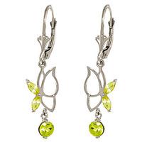 Peridot Butterfly Drop Earrings 0.35ctw in 9ct White Gold