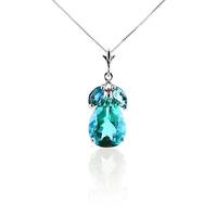 Pear Cut Blue Topaz Pendant Necklace 6.5ctw in 9ct White Gold