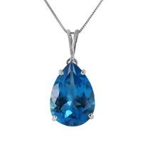 Pear Cut Blue Topaz Pendant Necklace 6.5ct in 9ct White Gold