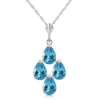 pear cut blue topaz pendant necklace 15ctw in 9ct white gold