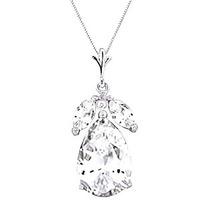 Pear Cut White Topaz Pendant Necklace 6.5ctw in 9ct White Gold