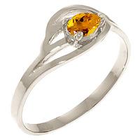 pear cut citrine ring 03ct in 9ct white gold