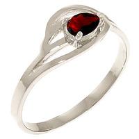 Pear Cut Garnet Ring 0.3ct in 9ct White Gold