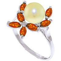 Pearl and Garnet Ivy Ring 2.65ctw in 9ct White Gold