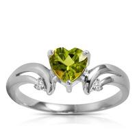 Peridot and Diamond Ring 1.25ct in 9ct White Gold