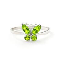 Peridot Butterfly Ring 0.6ctw in 9ct White Gold