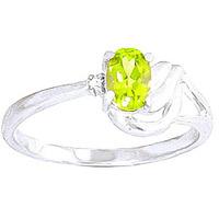 Peridot and Diamond Ring 0.45ct in 9ct White Gold