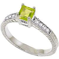 peridot and diamond shoulder set ring 05ct in 9ct white gold