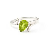 Peridot and Diamond Flank Ring 1.5ct in 9ct White Gold