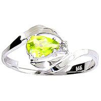 peridot and diamond flare ring 05ct in 9ct white gold