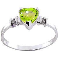 peridot and diamond ring 095ct in 9ct white gold