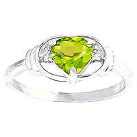 Peridot and Diamond Ring 0.6ct in 9ct White Gold