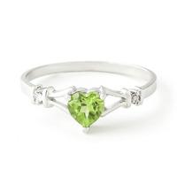 Peridot and Diamond Ring 0.45ct in 9ct White Gold