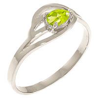 Pear Cut Peridot Ring 0.3ct in 9ct White Gold