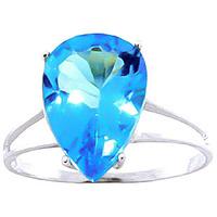 Pear Cut Blue Topaz Ring 5.0ct in 9ct White Gold