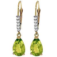 Peridot and Diamond Belle Drop Earrings 3.0ctw in 9ct Gold