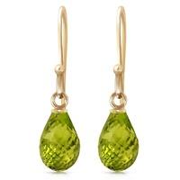 Peridot Zeal Briolette Drop Earrings 2.7ctw in 9ct Gold