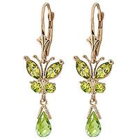 Peridot Butterfly Drop Earrings 2.74ctw in 9ct Gold