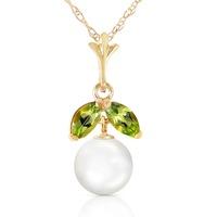 pearl and peridot snowdrop pendant necklace 22ctw in 9ct gold