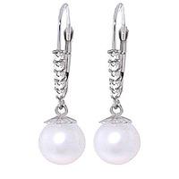 Pearl and Diamond Drop Earrings 4.0ctw in 9ct White Gold