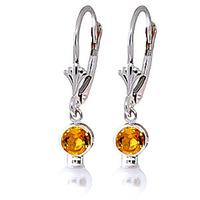 pearl and citrine drop earrings 27ctw in 9ct white gold