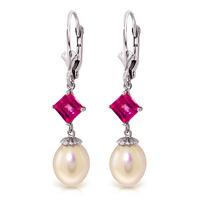 Pearl and Pink Topaz Droplet Earrings 9.5ctw in 9ct White Gold