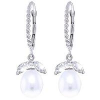 Pearl and Aquamarine Snowdrop Twist Earrings 9.0ctw in 9ct White Gold