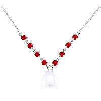 Pearl and Ruby by the Yard Pendant Necklace 5.0ctw in 9ct White Gold