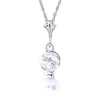 Pearl and Aquamarine Pendant Necklace 1.23ctw in 9ct White Gold