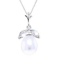 pearl and aquamarine pendant necklace 45ctw in 9ct white gold