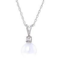 Pearl and Diamond Pendant Necklace 2.0ct in 9ct White Gold